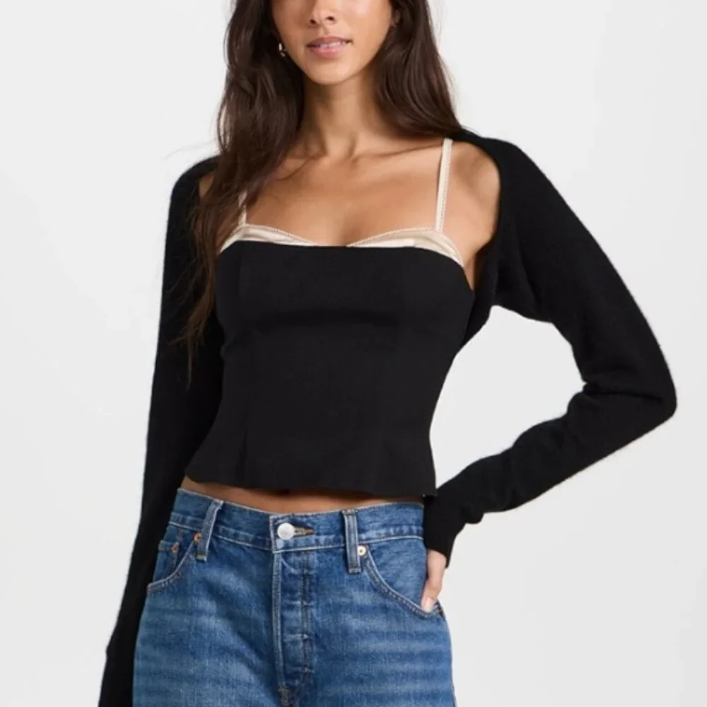 NEW Reformation Melanie Top Sz2 Black Noir Cream